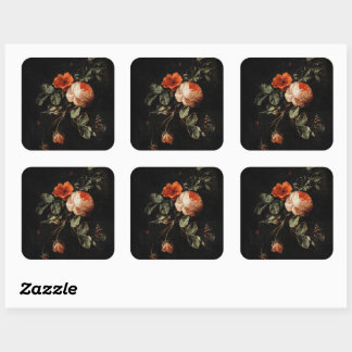 Sticker Carré Fleurs de dahlia florales vives