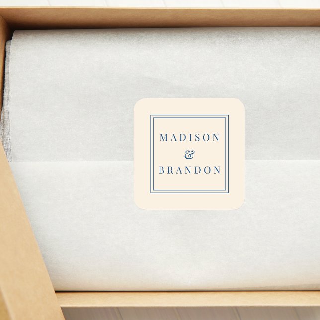 Sticker Carré Fleurs de mariage du milieu du siècle | Crème (Créateur téléchargé)