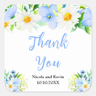 Sticker Carré Fleurs de mariage Remerciements Mariage Myosotis M