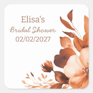 Sticker Carré Fleurs de Moka Aquarelle Cérémonie de Mariage Sur