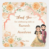 Fleurs de pêche mignonne couple de mariée indienne