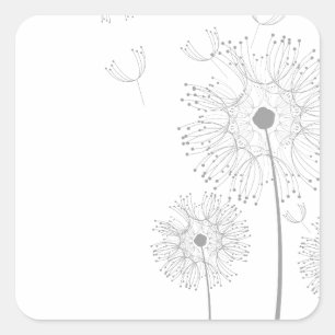 Sticker Carré Fleurs de pissenlit Vignes Mariage Romantique Baby