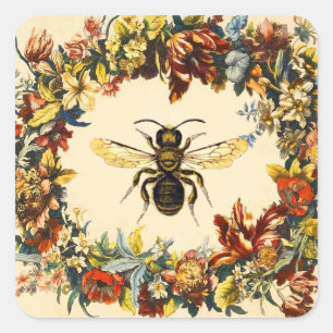 STICKER CARRÉ FLEURS DE PRINTEMPS HONEY BEE / BEEKEEPER CARRÉ
