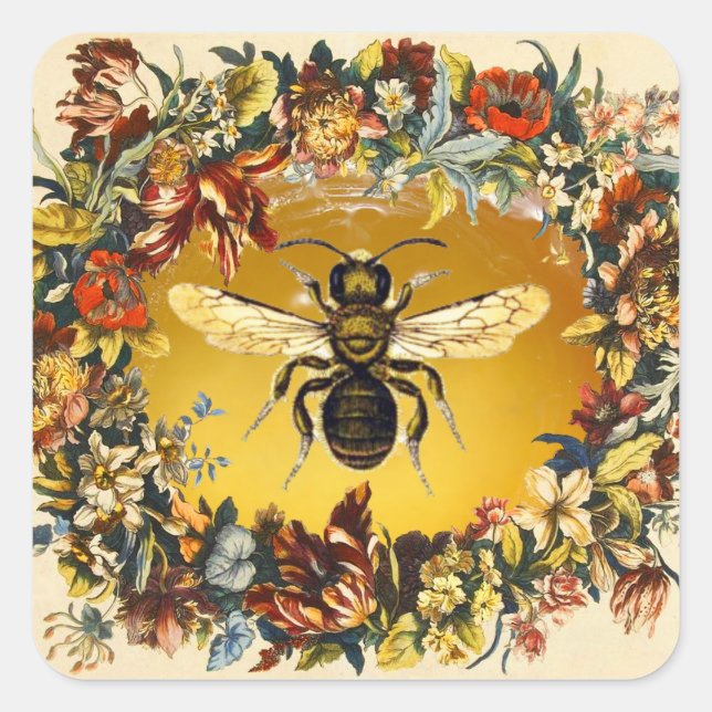 STICKER CARRÉ FLEURS DE PRINTEMPS HONEY BEE / BEEKEEPER CARRÉ (Devant)