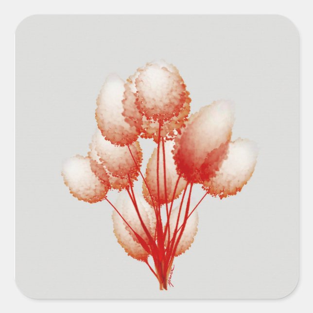 Sticker Carré Fleurs de Puffy (Devant)