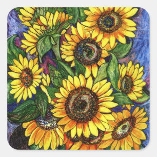 Sticker Carré Fleurs de soleil