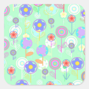 Sticker Carré Fleurs de supercalque