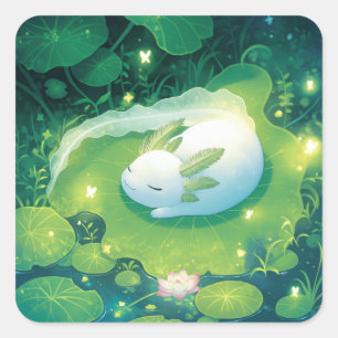 Sticker Carré Fleurs du jardin Axolotl de l'étang