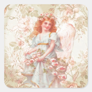 Sticker Carré Fleurs et collage de cru d'ange