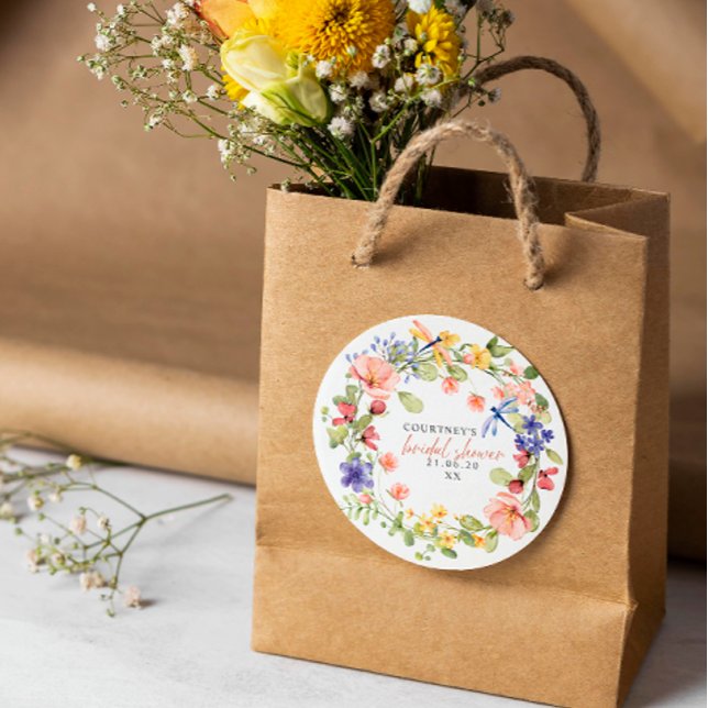 Sticker Carré Fleurs et libellules Fête des mariées de couronne (Créateur téléchargé)