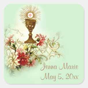 Sticker Carré Fleurs eucharistes de la première communion