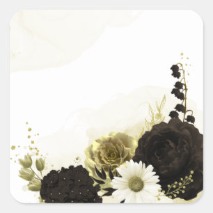 Sticker Carré fleurs Extraordinaires d'ivoire brun