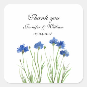 Sticker Carré Fleurs Fleurs sauvages de Cornflowers Mariage d'aq
