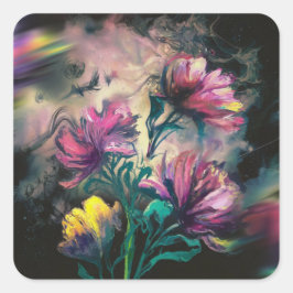 Sticker Carré Fleurs florissantes