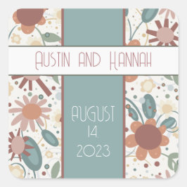 Sticker Carré Fleurs gaies Inspiriity Mariage moderne amusant