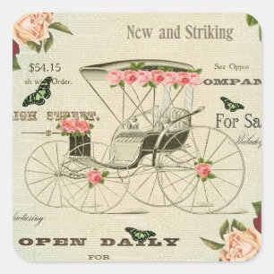 Sticker Carré Fleurs girly de l'autocollant W de victorian