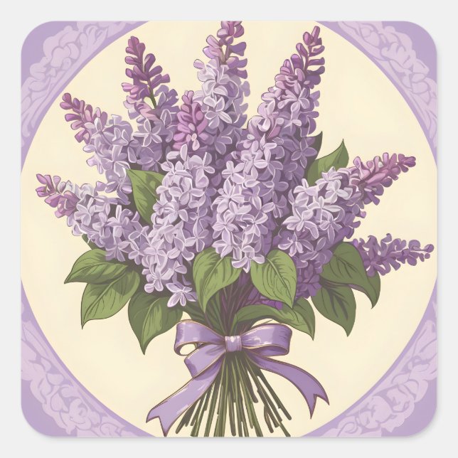 Sticker Carré Fleurs Lilac Violettes (Devant)