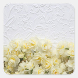 Sticker Carré Fleurs Narcisse contre papier texturé