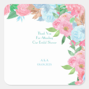 STICKER CARRÉ FLEURS PASTEL PRINTEMPS ÉTÉ