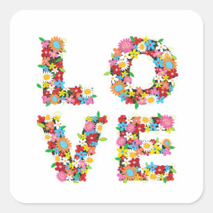 Sticker Carré Fleurs printanières de LOVE Whimsical Chic Saint-V