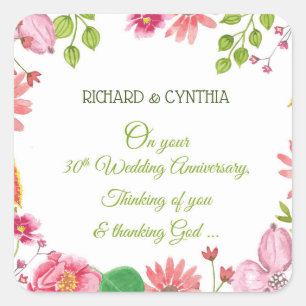 Sticker Carré Fleurs religieuses pour les 30 ans de mariage