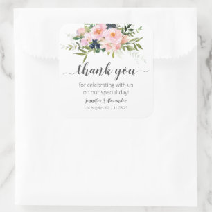 Sticker Carré Fleurs roses et bleues