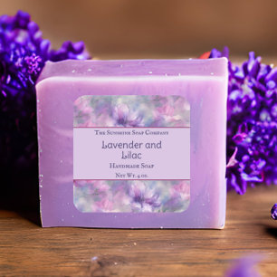 Sticker Carré Fleurs roses et violettes Soap Cosmétiques Bombes 