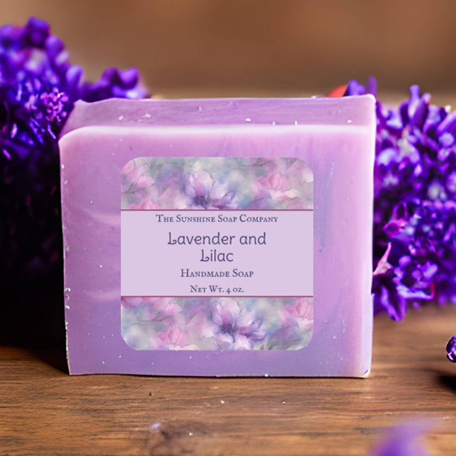 Sticker Carré Fleurs roses et violettes Soap Cosmétiques Bombes  (Créateur téléchargé)