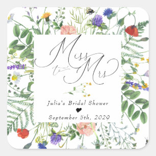 Sticker Carré Fleurs sauvages Fleurs de abeilles Cadeau de m