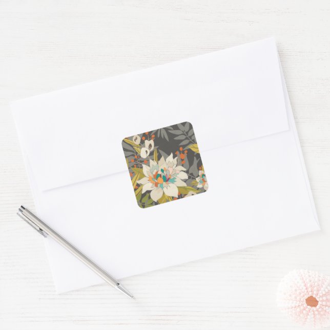 Sticker Carré Fleurs Tropiques Twilight (Enveloppe)