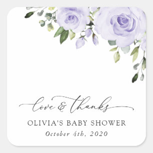 Sticker Carré Fleurs violettes, Lilac Flowers, Boho, Baby shower