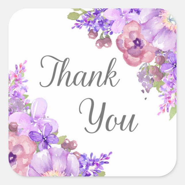Sticker Carré Fleurs violettes Lilac Rustique Merci Favoriser le (Devant)