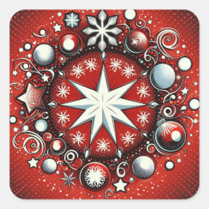 Sticker Carré Flocon de neige