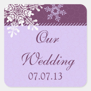 Sticker Carré Flocon de neige blanc violet Phoques de mariage d'
