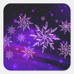 Sticker Carré Flocon de neige rose et violet