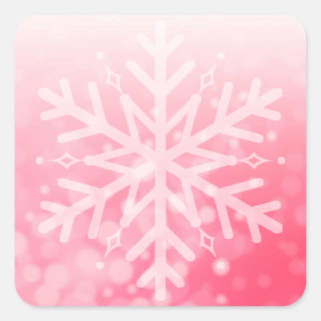 Sticker Carré Flocon de neige rouge et blanc de Noël (Devant)