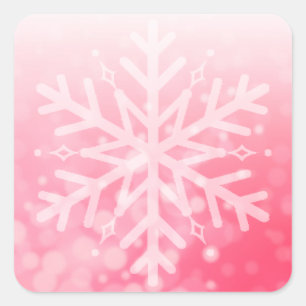 Sticker Carré Flocon de neige rouge et blanc de Noël