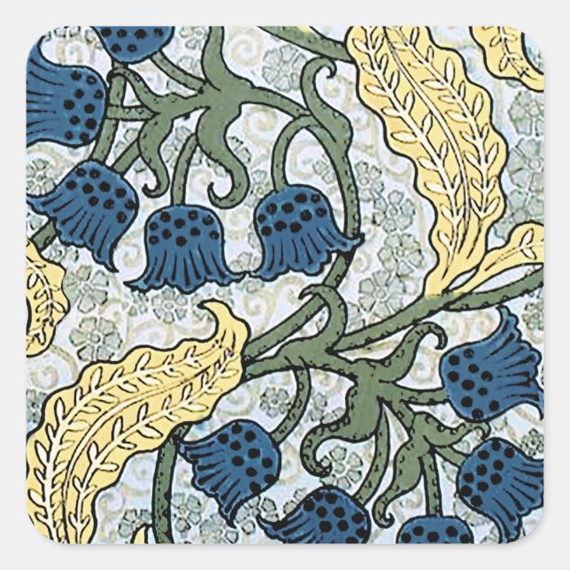 Sticker Carré Floral Blue Flowers Lily Valley Répétition (Devant)
