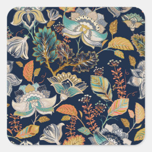 Sticker Carré Floral coloré : Arrière - plan sans couture