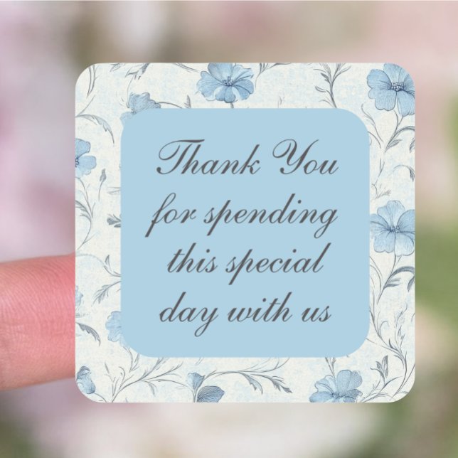 Sticker Carré Floral Country Garden Merci de mariage élégant (Créateur téléchargé)
