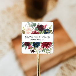 Sticker Carré Floral enchanté | Personnalisé Enregistrer La Date