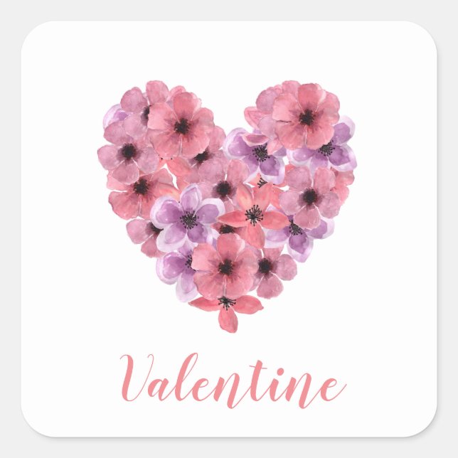 Sticker Carré Floral Heart Valentine (Devant)
