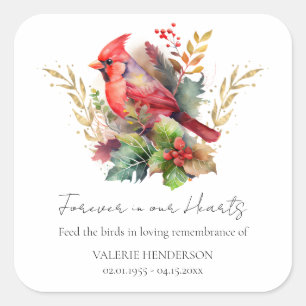 Sticker Carré Floral Memorial Bird Seed Cardinal
