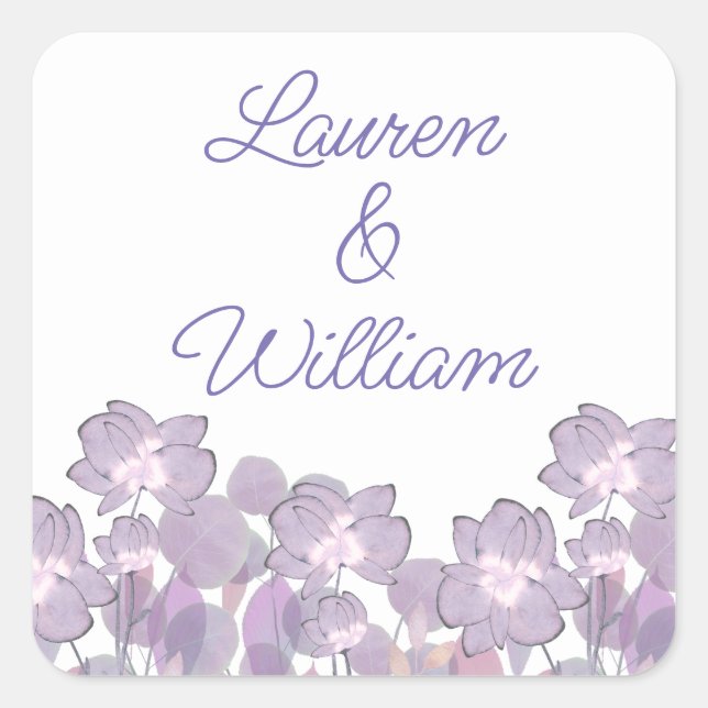 Sticker Carré Floral pastel mauve violet rousse (Devant)