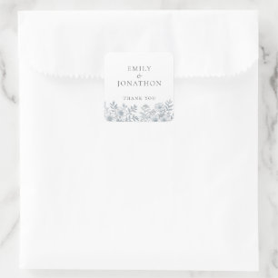 Sticker Carré Flore gris moyen Mariage Merci
