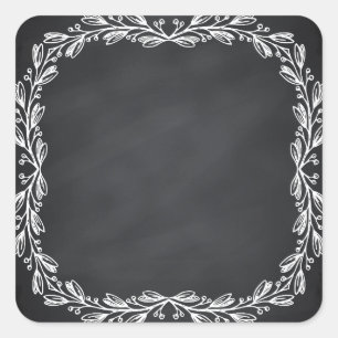 Sticker Carré Flore vierge Faux Chalkboard courbes Personnaliser