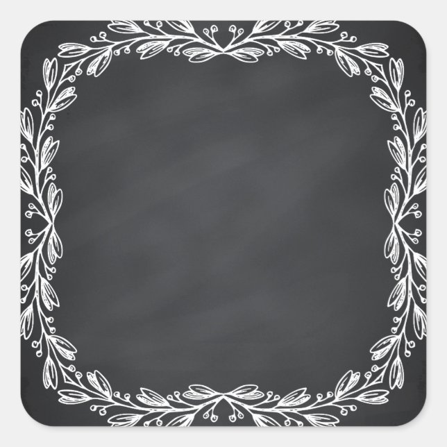 Sticker Carré Flore vierge Faux Chalkboard courbes Personnaliser (Devant)