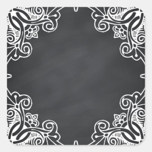 Sticker Carré Flore vierge Faux Chalkboard courbes Personnaliser
