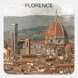 Sticker Carré Florence Italie Duomo Cathédrale Voyage