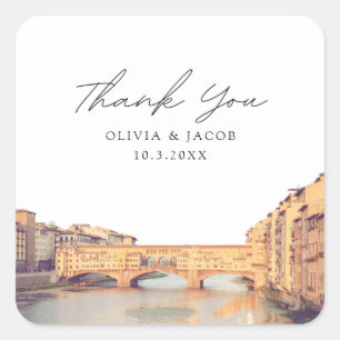 Sticker Carré Florence Italie Mariage Favor Merci